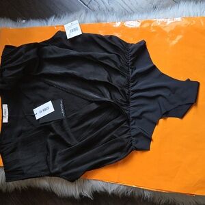 Nwt! 4th And Rekless Pavi Bodysuit With Padded Shoulder Black